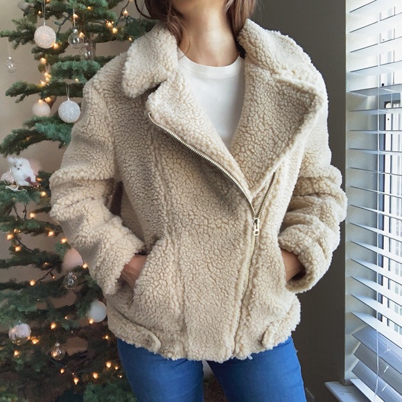 ✨H&M beige motto teddy jacket - Picture 8 of 8